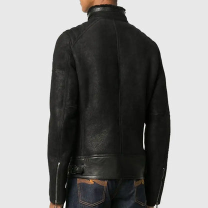 Musky Matt Black Faux Shearling Jacket