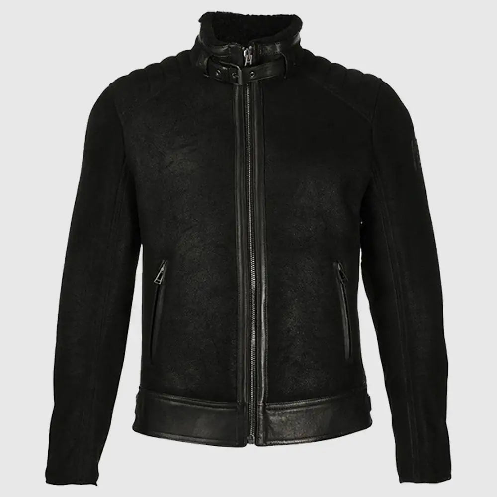 Musky Matt Black Faux Shearling Jacket