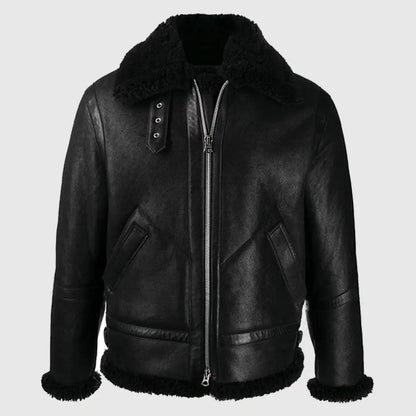 B3 Bomber Black Faux Shearling Jacket