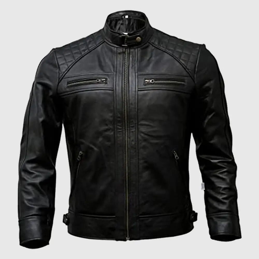 Mens Genuine Leather Biker Jacket Black Motorcycle Jackets