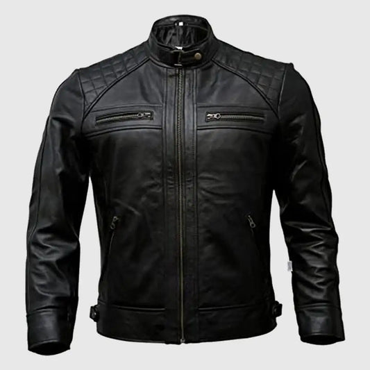Mens Genuine Leather Biker Jacket Black Motorcycle Jackets