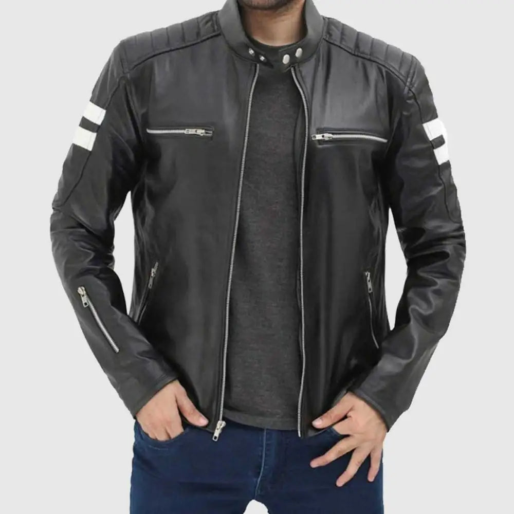 Men Black Lambskin Retro Leather Jacket