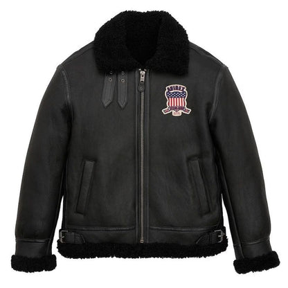 Avirex icon Black USA B3 Shearling Bomber Leather Jacket