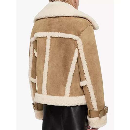 Jessica Brown Suede Leather Jacket