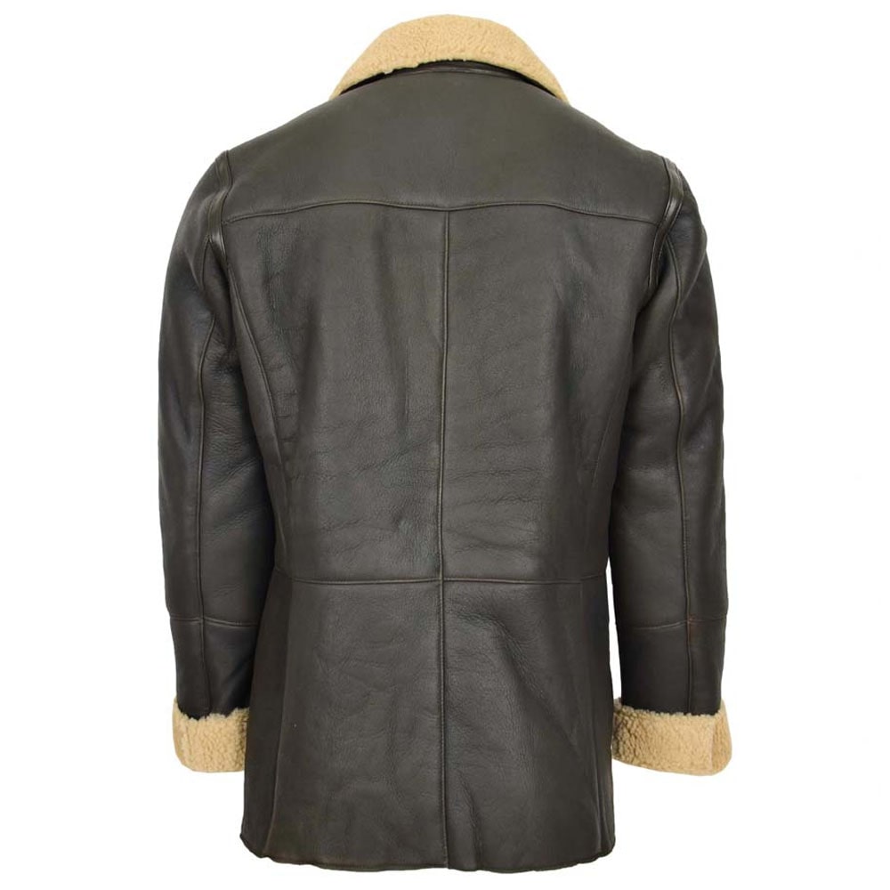 Mens Brown Double Breasted Sheepskin Coat