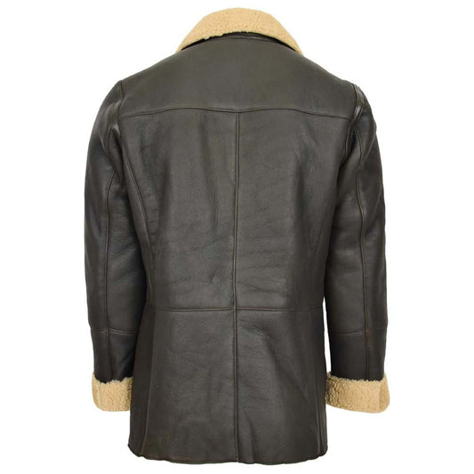 Mens Brown Double Breasted Sheepskin Coat
