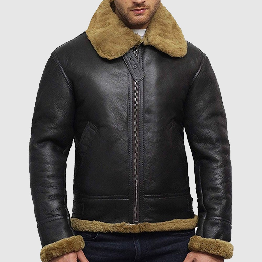 Men's Aviator B3 World War2 Real Shearling Sheepskin Flying Jacket