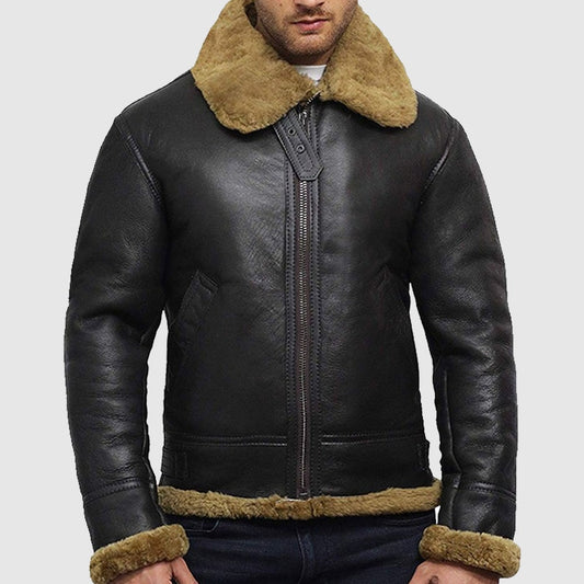 Men's Aviator B3 World War2 Real Shearling Sheepskin Flying Jacket