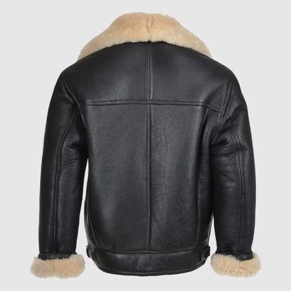 Mens B3 Flying Bomber Aviator Pilot Shearling Sheepskin Leather Jacket