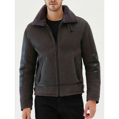 Men Biker Iron Grey Shearling Jacket