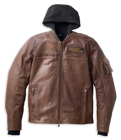 Harley-Davidson Men's Ventura 3-IN-1 Midweight Leather Jacket, Brown