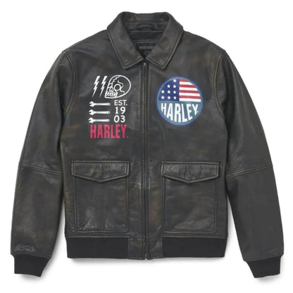 Harley-Davidson Men's Archer Bomber Leather Jacket