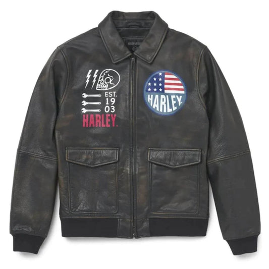 Harley-Davidson Men's Archer Bomber Leather Jacket