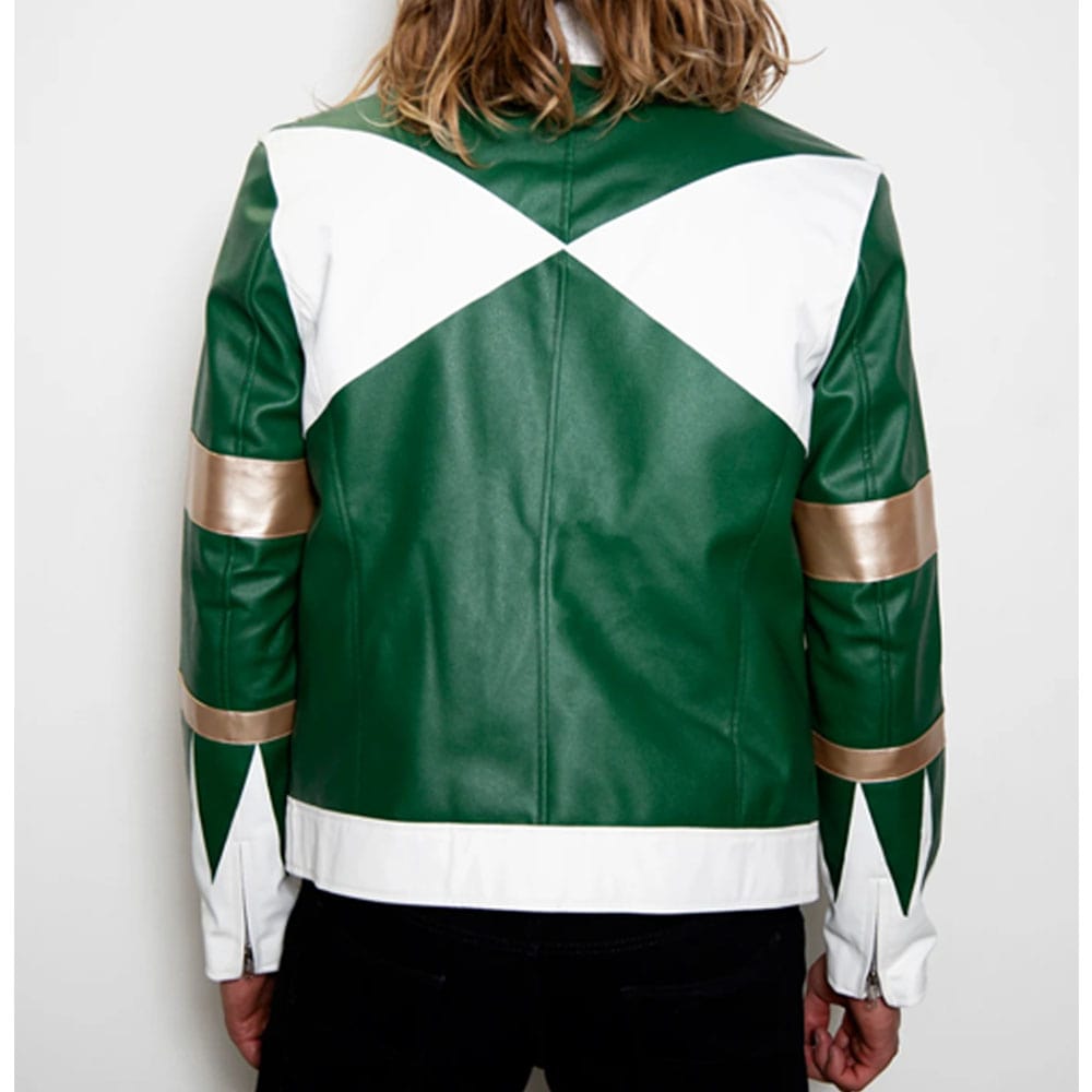 Mens Power Rangers Classic Leather Jacket Green