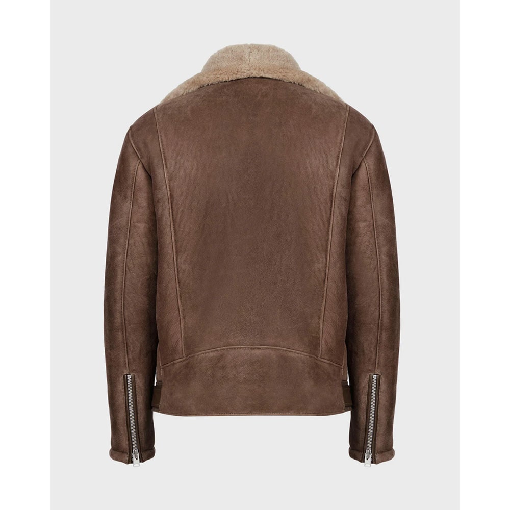 Shearling Brown Biker Leather Jacket