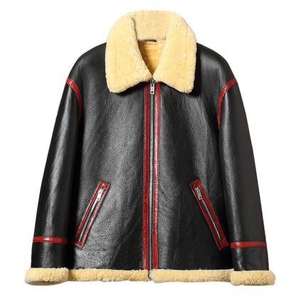 Mens Vintage Sheepskin Shearling Flying Jacket