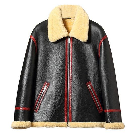 Mens Vintage Sheepskin Shearling Flying Jacket