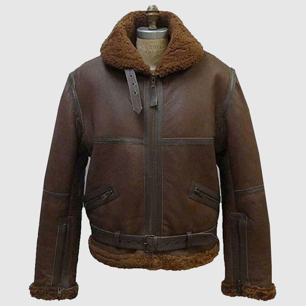 Mens B3 Aviator RAF Shearling Flight Bomber Jacket