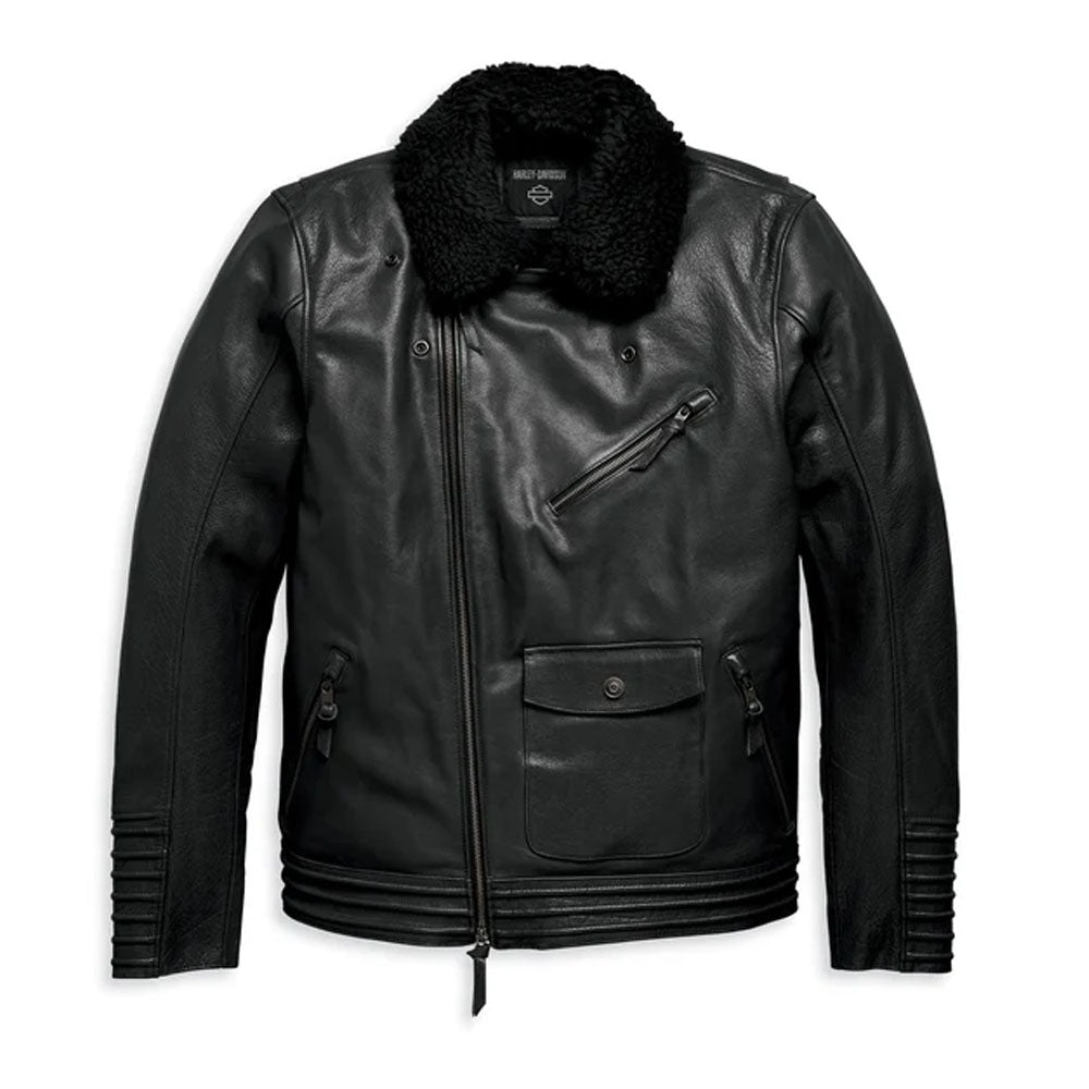 Men's Maverick Leather Biker Jacket - Black