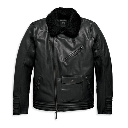 Men's Maverick Leather Biker Jacket - Black