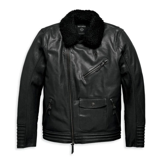 Men's Maverick Leather Biker Jacket - Black