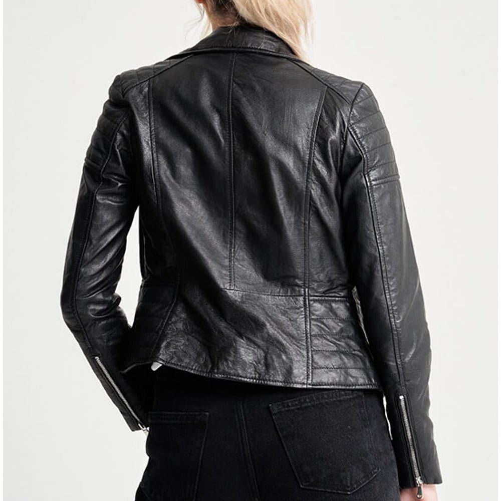 Women’s Leather Jacket with Textured Detail – Clara