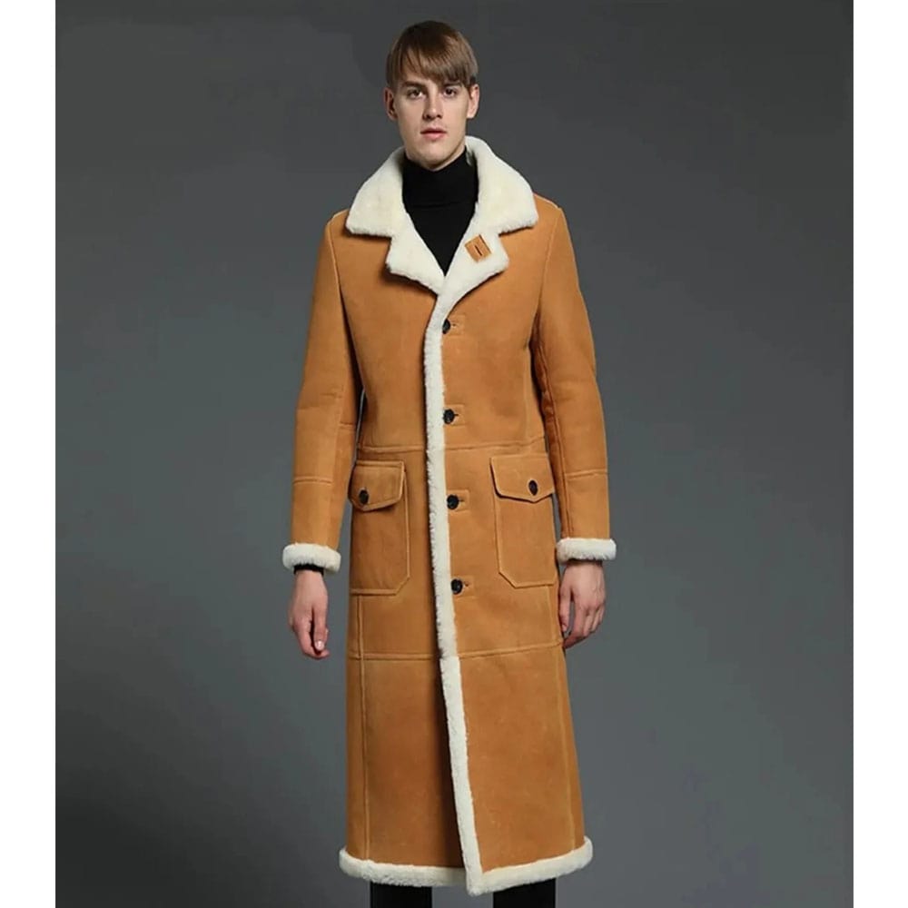 Mens Winter Windbreaker Shearling Warm Coat