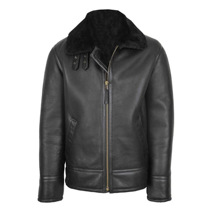 Mens Top Gun Style Sheepskin Jacket Oscar Black