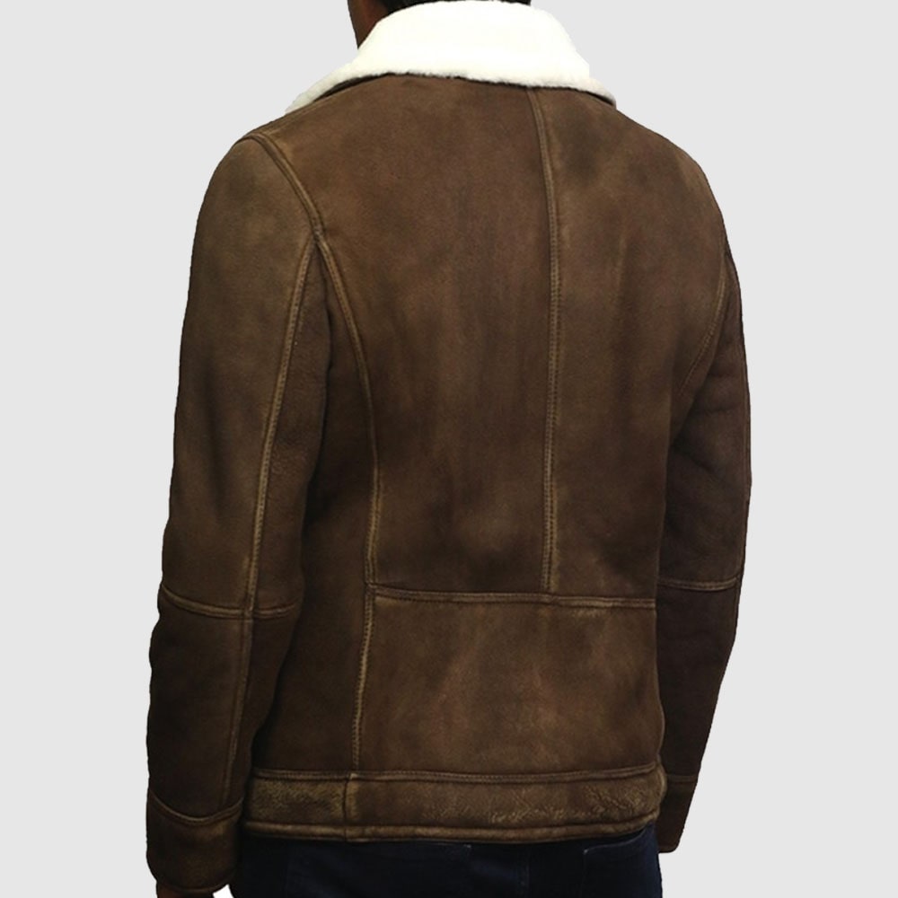 Men's Genuine Shearling Sheepskin Spanish Merino Leather Jacket Vintage