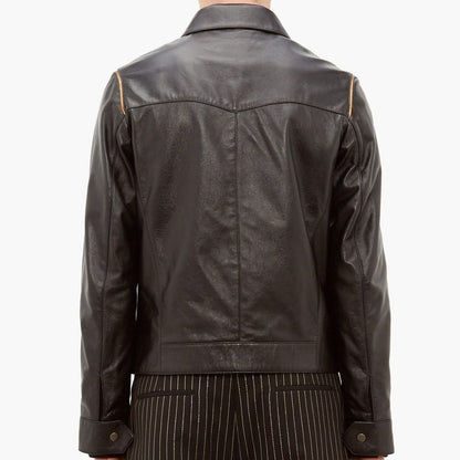 Men Traditional Black Leather Jacket