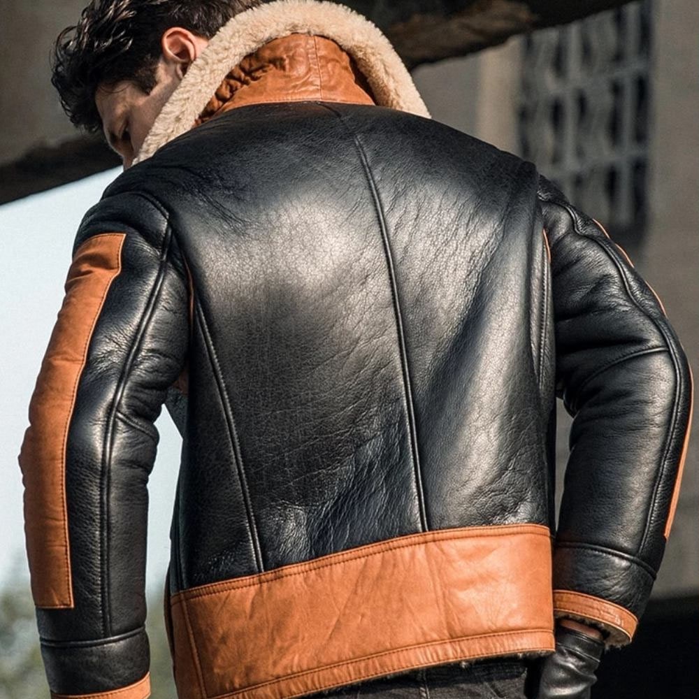 Mens B3 Thickened Bomber Air Force Leather Jacket