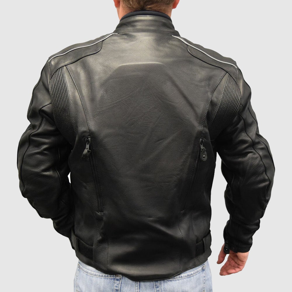 Redline Men's Cowhide Leather Reflective Piping Jacket