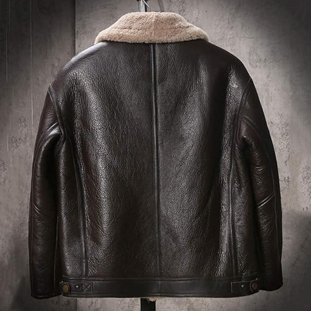 Mens Sheepskin Shearling Jacket Brown Leather Jacket