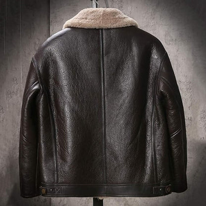 Mens Sheepskin Shearling Jacket Brown Leather Jacket