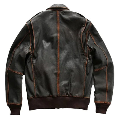 Men Distressed Brown A2 Bomber Aviator Military Pilot Flight Leather Jacket
