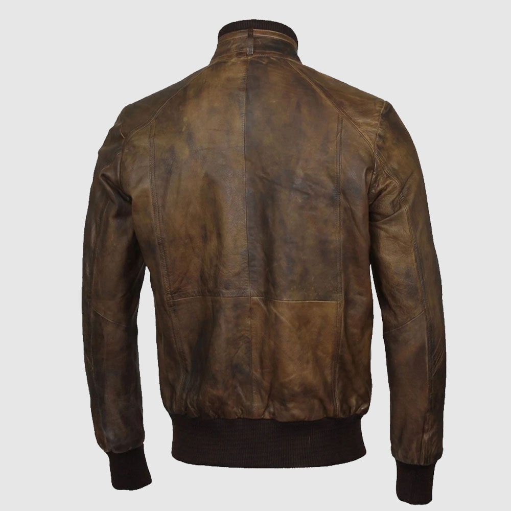 Men Brown Bomber Aviator Biker Jacket