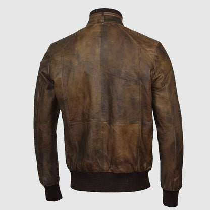 Men Brown Bomber Aviator Biker Jacket