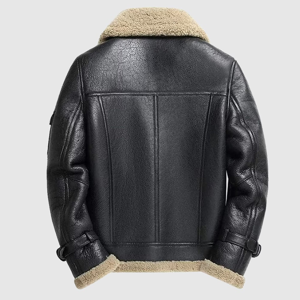 Mens Bomber B3 RAF Aviator Flying Shearling Leather Jacket