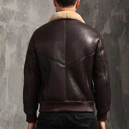 LUHAYESA Genuine Leather Sheepskin Fur Shearling Clothing Men