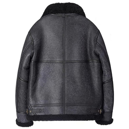Mens B3 Bomber Jacket Sheepskin Shearling Jacket Grey Color