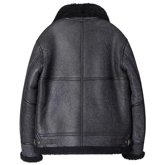 Mens B3 Bomber Jacket Sheepskin Shearling Jacket Grey Color