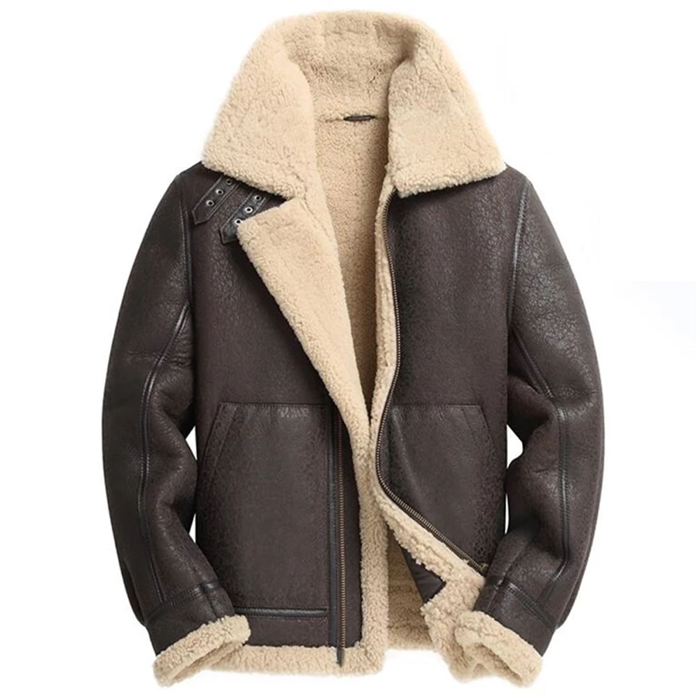 New Mens Shearling Coat Genuine Leather Jacket Men Lamb Fur and Sheep Leather