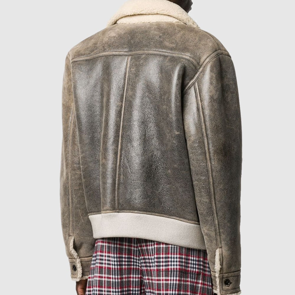 Marni Shearling Jacket Distressed Leather Jacket