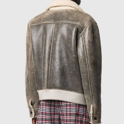 Marni Shearling Jacket Distressed Leather Jacket