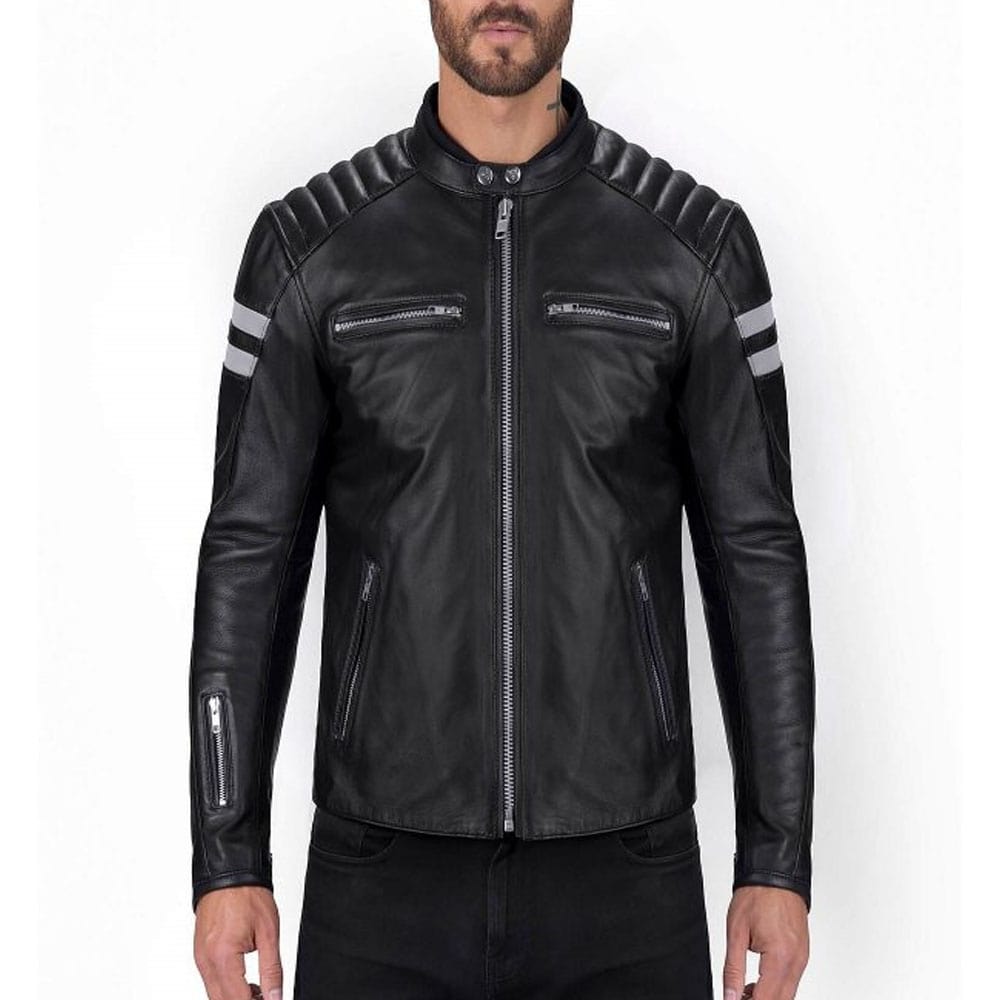 Men Black Jacket With White Strips