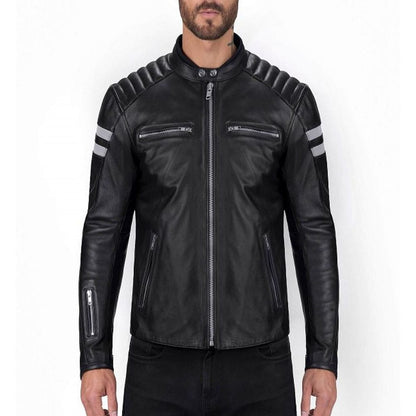 Men Black Jacket With White Strips