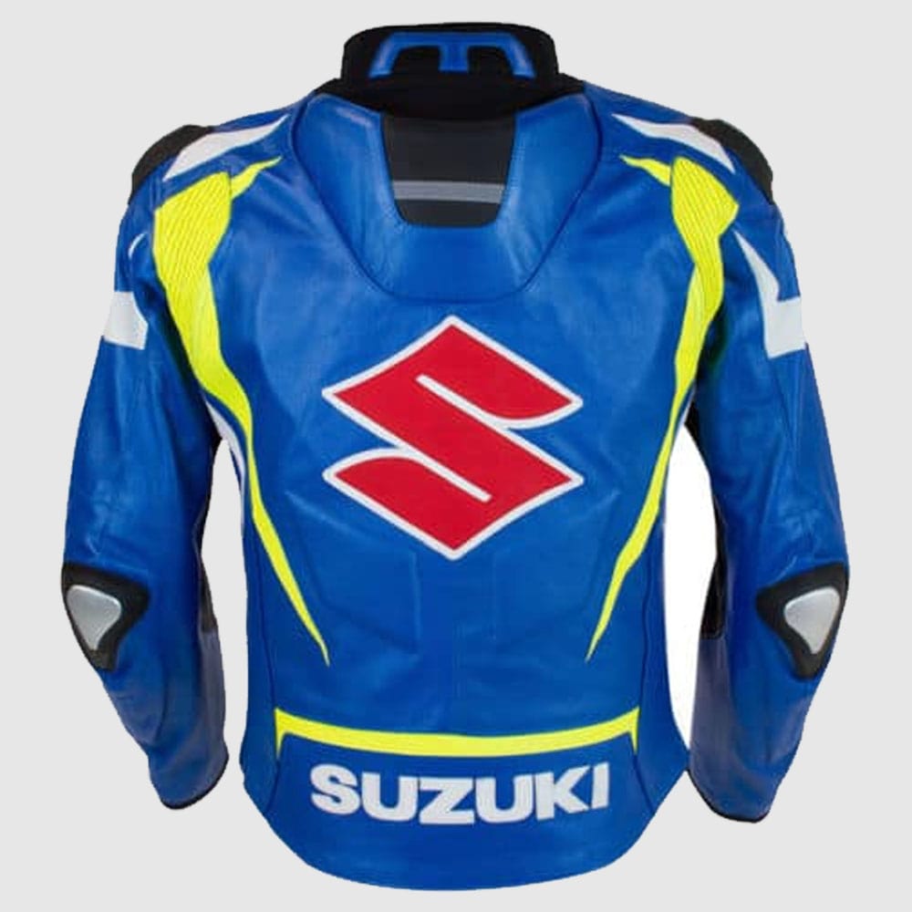 BLUE SUZUKI Motorcycle Real Leather Motogp Jacket