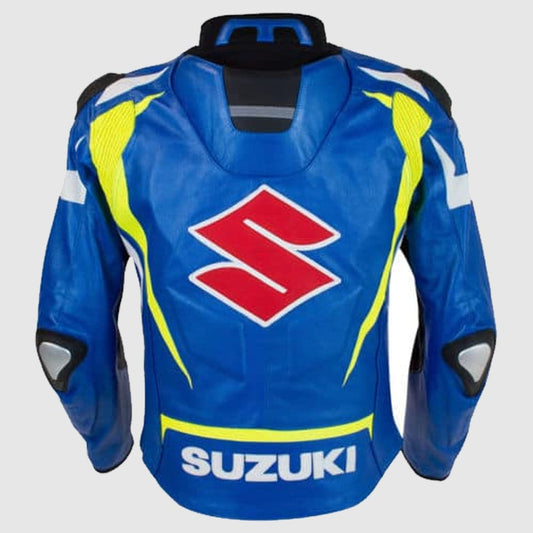 BLUE SUZUKI Motorcycle Real Leather Motogp Jacket