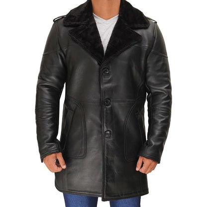 Russo black long shearling coat