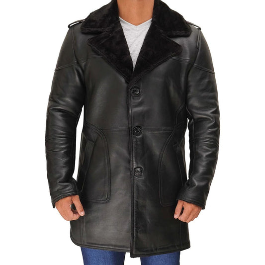 Russo black long shearling coat